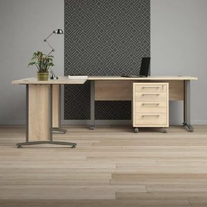 Dmora Mirella, schrijftafel, multifunctioneel bureau, bureautafel voor pc, hoekbureau, 230 x 200 h75 cm, grijs en eiken