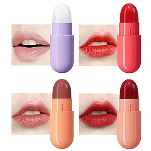 Mini matte lippenstiftsets,4-delige lippenstiftset voor meisjes - Pillen Lipstick Langdurige Nude Red Mini 24 uur verblijf op Matte Lipstick Bulk en Lip Liner Set Komsoup