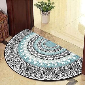 Guest Ruyunlai Halve cirkel tapijt voor gepersonaliseerde deurmatten entree deur welkom binnenmatten rond buiten buiten binnen tapijt voor achterdeur grijze rand 100x180cm