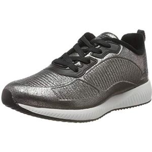 Skechers Dames BOBS SQUAD Trainers, zilver (tinnen Duraleather/Chenille Line Pew), 6 UK (39 EU)