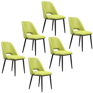 GEIRONV Keuken eetkamerstoelen Set van 6, zwarte benen lounge vergadering kantoor computer stoel Pu Lederen woonkamer zijstoel Eetstoelen (Color : Greeen)