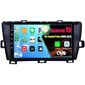 Android 15 Autoradio Voor Toyota Prius 2009-2013 met Draadloze Carplay Android Auto, 9 Inch Autoscherm Soporta Bluetooth WIFI GPS FM/RDS(8Core(8+256GB))