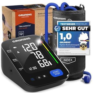 GRUNDIG - Bloeddrukmeter Bovenarm - Zeer Nauwkeurig - Hartritmestoornissen Detectie - Risicobeoordeling