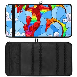 Potlood Wrap, Reizen Tekening Kleurpotlood Roll Organizer voor Artiest, Potloden Pouch Case Dragon Gebrandschilderd Glas