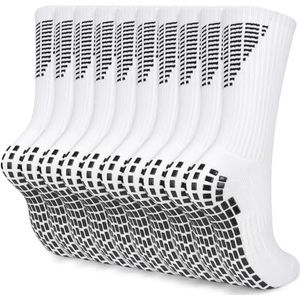 KOOOGEAR 5 paar voetbalsokken voor heren, sportsokken, voetbalsokken, antislip, zwart, wit, 43-46, wit + wit + wit + wit, 43-46 EU