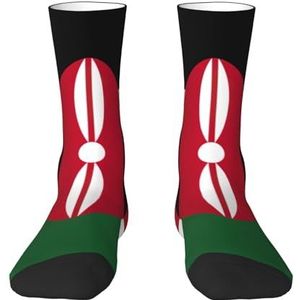 Evengigy Vlag van Kenia Grappige Sokken Crazy Fashion Cool Gepersonaliseerde Zachte Crew Sokken voor Mannen Vrouwen Unisex, Wit, One size
