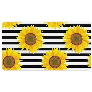 Zonnebloemen Wit Gestreepte Mode Bureau Muismat Antislip Gaming Muismat Accessoires Decor 40X75cm