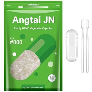 AngtaiJN Lege veganistische capsules, maat 000, 1000 stuks, heldere lege capsules om te vullen met 2 microlepels, doe-het-zelf lege capsules 000, compatibel met capsulevulling, maat 000