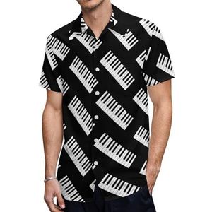 Muziek Piano Musical Casual Heren Shirts Korte Mouw met Zak Zomer Strand Blouse Top XS