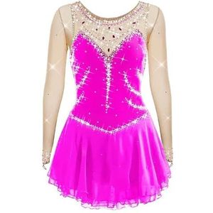 Nnnydjy Schaatsjurk Voor Meisjes Voor Kunstschaatsen Turnpakje Voor Dames Voor Ritmische Gymnastiek En Dans Glanzende Kristallen Wedstrijdkleding Voor Rolschaatsen En Kunstschaatsen,I,11_13Years