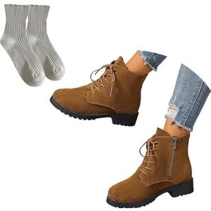 Casual Veterlaarzen Gothic Platform-enkellaarzen for Dames Retro Suède Laarsjes Elegante Chelsea-enkellaarzen Comfortabele Lichtgewicht Wandel-enkelschoenen(Brown,38 EU)