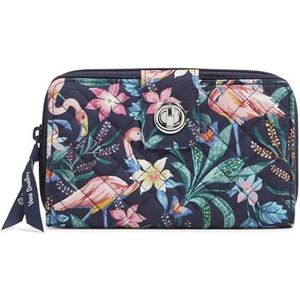 Vera Bradley Dames katoenen turnlock portemonnee met RFID-bescherming, flamingo tuin, eenheidsmaat