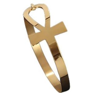 Roestvrij staal Egyptisch teken Ankh Cross Life Cuff armband voor vrouwen meisjes mooie religieuze stijl cadeau