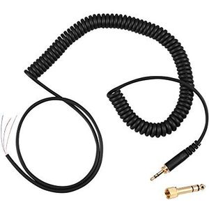 Hakeeta Verpakt audiokabel voor Beyerdynamic DT 770 / 770Pro / 990 / 990 Pro oordopjes, audiokabel hoofdtelefoon vervanging audio veerspoel kabel 3,5 mm en 6,5 mm stekker zwart