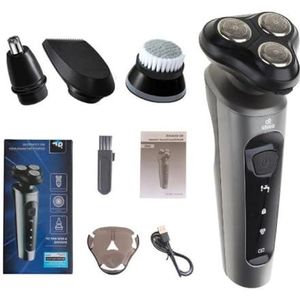 Mannen Grooming Kit Nat Droog Elektrisch Scheerapparaat Baard Haar Trimmer Elektrische Oplaadbare Kale Hoofd Scheermachine 4-in-1 Lichaam Wasbaar Scheerapparaat Mannelijke Grooming Accessoire 3D