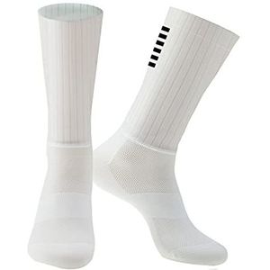 Fietsen Sokken Antislip Siliconen Aero Sokken Fietsen Sokken Mannen Fiets Sport Running Bike Sokken nieuwe (Color : YAK207-white-)