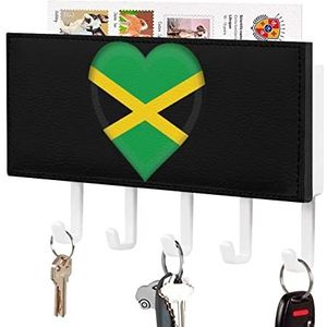 Jamaicaanse Vlag Hart Sleutelhaken Wandmontage Mail Organizer Zelfklevende Sleutelhanger voor Hal Entryway Keuken Badkamer