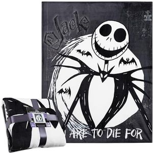 Disney Nightmare Before Christmas deken fleece zachte bedsprei bank flanel plaid deco gezellig en warm feestelijke geschenken (zwart/wit)