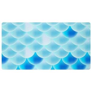 VAPOKF Blauwe zeemeermin schaal patroon keuken mat, antislip wasbaar vloertapijt, absorberende keuken matten loper tapijten voor keuken, hal, wasruimte