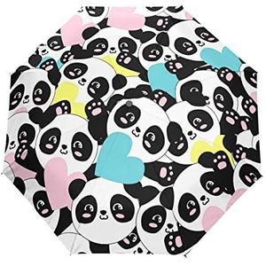 Panda Leuke Automatische Paraplu Winddicht Opvouwbare Paraplus Auto Open Sluiten voor Meisjes Jongens Vrouwen, Patroon, M