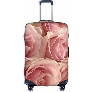 Dehiwi Rozen Bloem Bagage Cover Reizen Stofdichte Koffer Cover Rits Sluiting Koffer Protector Fit 45-70 cm Bagage, Wit, M