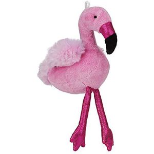 Brubaker Pluche sleutelhanger flamingo roze met glitter 20 cm met hanger zakhanger knuffeldier knuffeldier knuffeldier