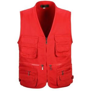 KJHD Heren katoenen vest met meerdere zakken, casual dun mouwloos jasje met veel zakken, herenfotograaf baggy vest (Color : D, Size : 4XL)