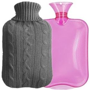 Warm Water Bag Gebreide Cover Pak Groot Acryl (Grijsroodset)