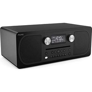 Pure Evoke C-D6 Stereo All-in-One muziekinstallatie (digitale radio, CD, DAB/DAB+ digitaal, FM-radio, internetradio, Bluetooth, wekfuncties en slaaptimer, 20 zendergeheugenplaatsen, AUX), Siena zwart