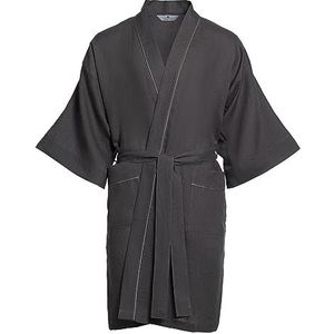 Revise RE-513 Kimono voor heren, ochtendjas, 100% linnen, premium kwaliteit, grijs, 3XL-4XL