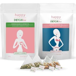 Happy Detox Tea - Thee en Infusie Detox Afslankuur - 28 zakjes van 3 gram - 14 dagen kuur