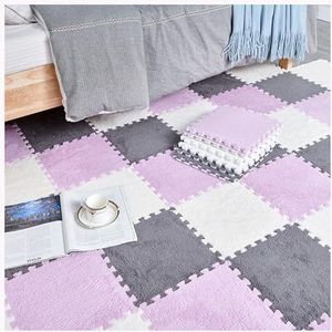 Zeyeo - Pluche Puzzelmatten - 12x12 Inch - Donzige In Elkaar Grijpende Schuimtegels - 36 Stuks