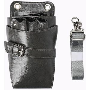 Kapperstas gereedschapstas kapper schaar tas PU lederen satchel fanny pack schoonheid dier haar kit (grijs)