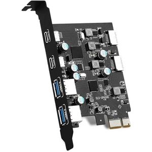 STBQHG PCIE naar USB, 6 poorten, 2 x USB 3.0, 2 x USB A, uitbreidingskaart voor pc, PCIE hostkaart, interne USB-converter
