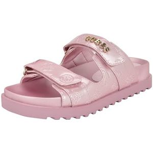 GUESS Fabulon platte sandaal voor dames, 8 M US, Lichtroze patent Logo 680, 35 EU