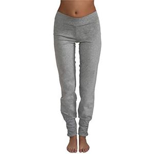 Leela Cotton Yogabroek voor dames, biologisch katoen/elastaan, lichtgrijs, gemêleerd, M