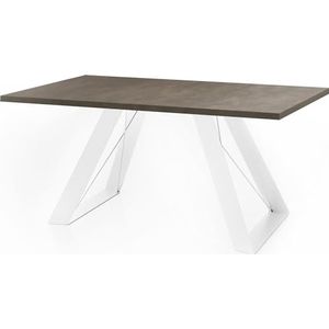 WFL GROUP Eettafel Colter wit in moderne stijl, rechthoekige tafel, uittrekbaar van 160 cm tot 260 cm, gepoedercoate witte metalen poten, 160 x 90 cm (Chicago beton grijs, 160 x 90 cm)