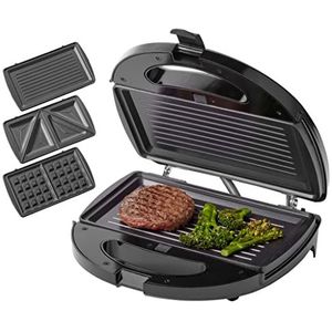 Tomado TGM2000B - Multigrill 3 in 1 - Inclusief tosti en wafelplaten - 750 watt - Zwart