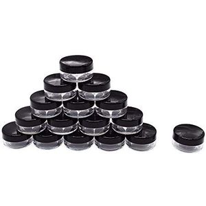 Healthcom 10 Gram Jar,10 ML Pot, Cosmetische Monsteropslag Containers Nieuwe Plastic Lege Zwarte Deksel Voor Make-up Oogschaduw Crèmes Lippenbalsem Lotions, zwart deksel., Pack 50 Pieces