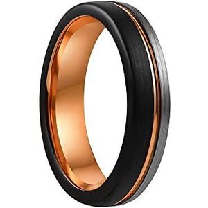 6 mm zwarte lus wolfraam lijn ring gegraveerd zilver Rose goud gegroefde trouwring ringen voor mannen vrouwen, maat 62