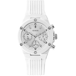 GUESS 39mm multifunctioneel sporthorloge, Wit/Zilver-toon, Eén maat, Quartz Horloge