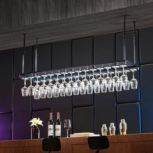 Wijnrekken Plafondwijnrekken Hangend wijnglasrek Glaswerkhouder Verstelbare hoogte Breedte Beker Opslag Decoratie Plank Opbergrek (Size : 120cmx35cm)