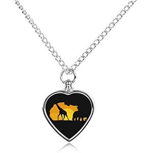 Afrika Kaart Dier Giraffe Olifant Huisdier Urn Ketting Crematie Sieraden Honden Katten Ashes Memorial Hart Hanger met Vulling Kit