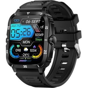 BUPEI 1,9 inch high-definition scherm outdoor smartwatch, gezonde hartslagmeter, waterdichte 430 mAh fitnesstracker (kleur: zwart)