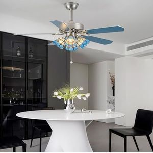 Amerikaans retro ventilatorlicht, Europese luxe plafondaccessoires, nikkelafwerking, vijf bladen, elektrische afstandsbediening met modern modern design, voor woonkamer, restaurant, slaapkamer, hotel
