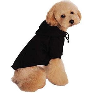 BINCIBH Hondenkleding Casual Fleece Huisdier Kleding Sweatshirt Hoodie Kleine Hond Kleding Effen Kat Producten Kleding Knop Puppy 1 Stuk Hondenkleding Voor Kleine Honden (Kleur: Zwart, Maat: L)