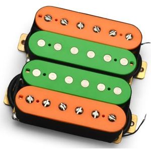 gitaar pick-ups Elektrische Gitaar Pickup Dual Coil Spliting Humbucker Pickup 4 Geleid Kabel N-7.5K/B-15K Uitgang Oranje/Groen (Color : Neck and Bridge)