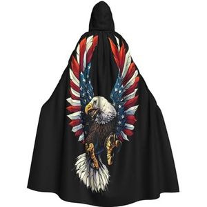 WURTON American Eagle Vlag Print Unisex Volwassen Hooded Mantel Halloween Kerst Cosplay Party Grote Cape Voor Vrouwen Mannen