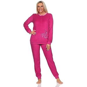 NORMANN Dames badstof lange mouwen pyjama Homewear - ook in grote maten, kleur: roze, maat: 40, roze, 40