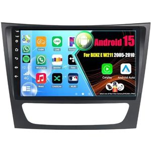 Android 15 Autoradio Voor BENZ E W211 2005-2010 met Draadloze Carplay Android Auto, 9 Inch Autoscherm Soporta Bluetooth WIFI GPS FM/RDS(8Core(2+32GB))